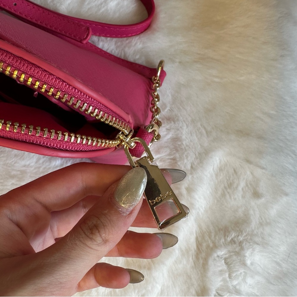 NEW BEBE “Polly” Dome-Shaped Crossbody BARBIE BRIGHT RASPBERRY PINK - Picture 7 of 17